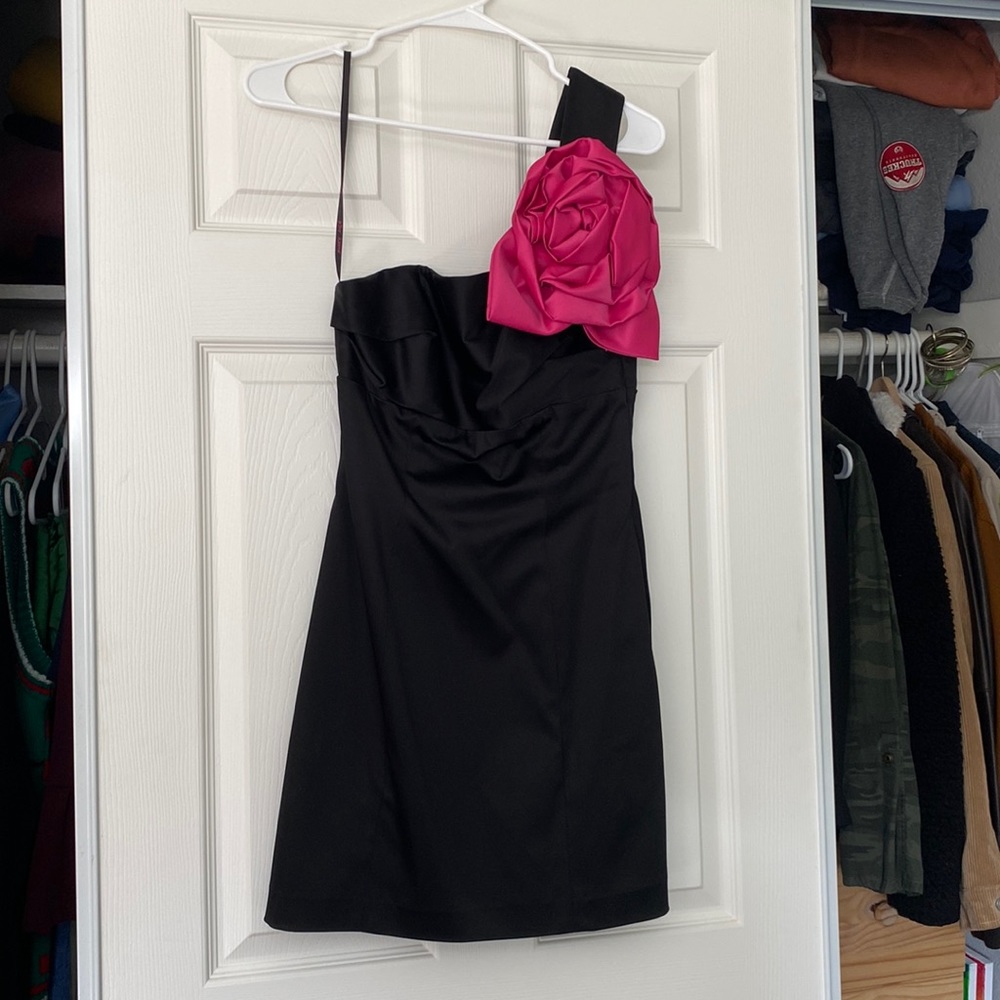Vintage Betsey Johnson Collection Black Slim Satin Mini Dress